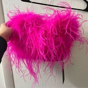 NWT Fashion Nova Luxe Hot Pink Feather Corset Top Size M
